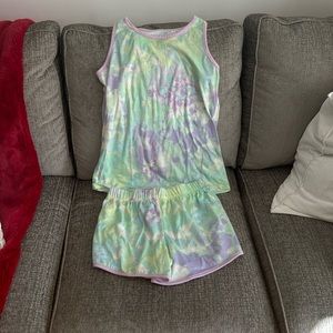 EUC Cat and Jack tie-dye pj set